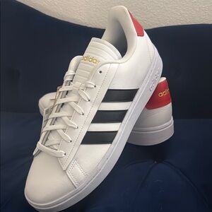 Men’s Adidas White Sneakers with Black